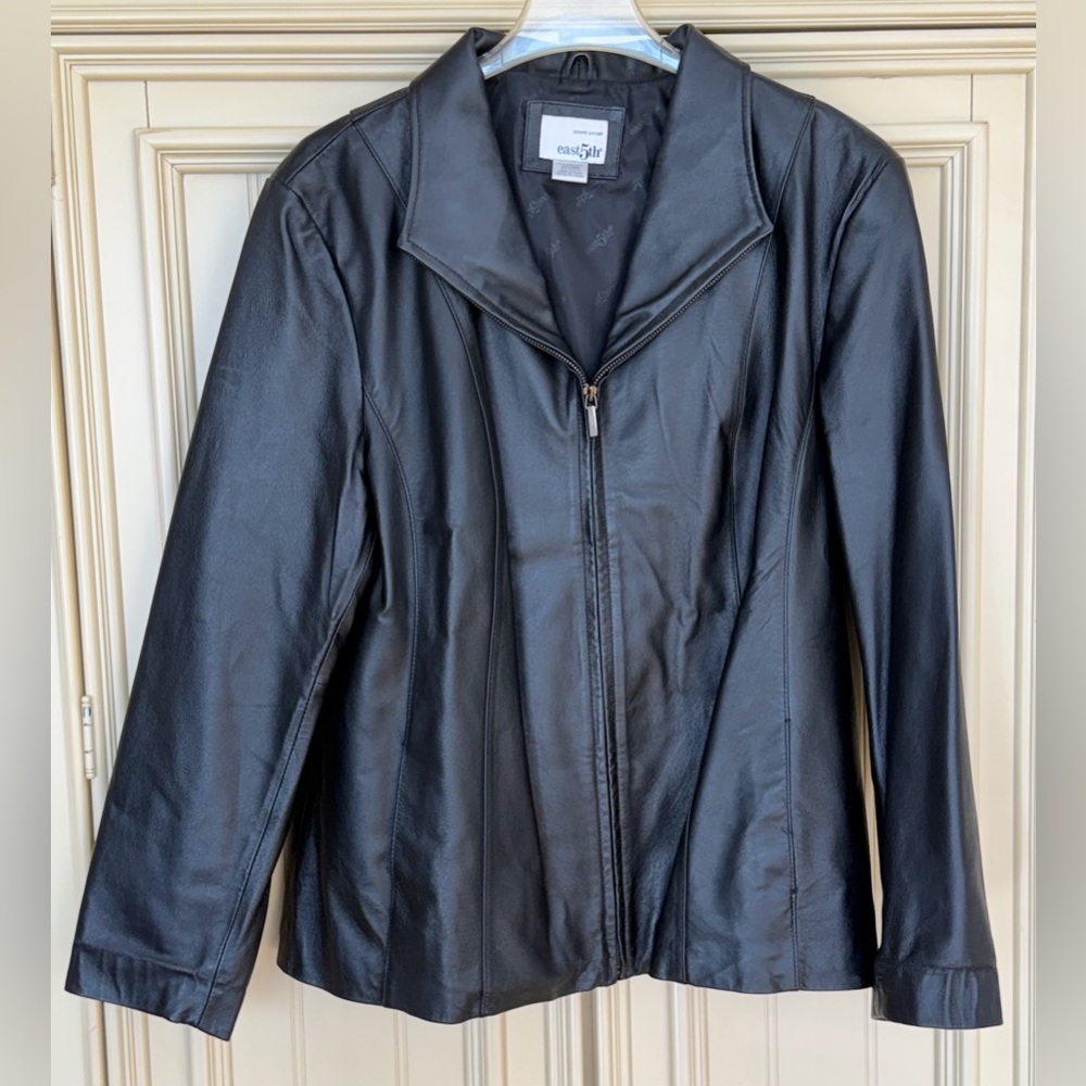 East 5th Women's Classic Black Leather Jacket - XL